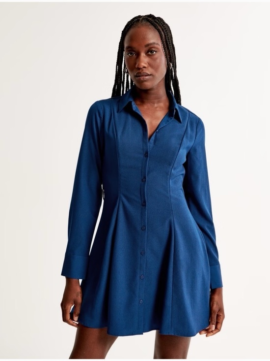 Abercrombie & Fitch Dresses & Skirts - Abercrombie & Fitch Navy Long-Sleeve Button Dress